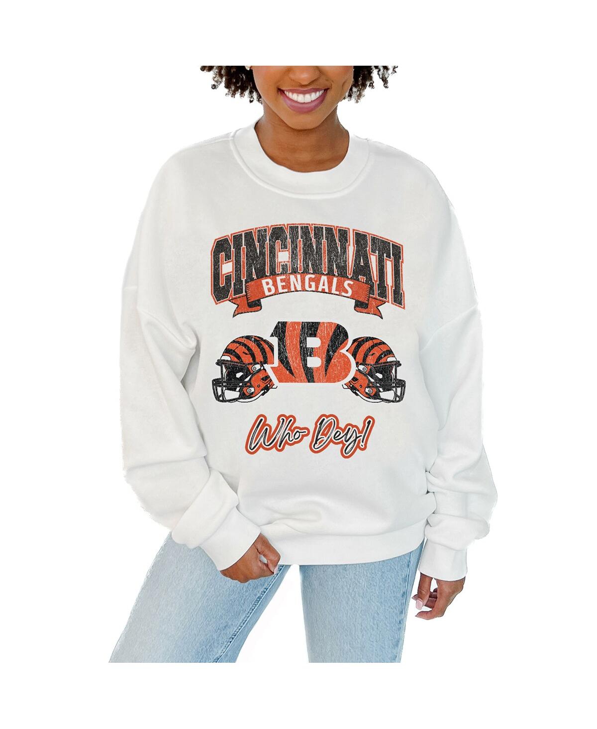 Gameday Couture Women's White Cincinnati Bengals Passing Time Pullover Sweatshirt In White