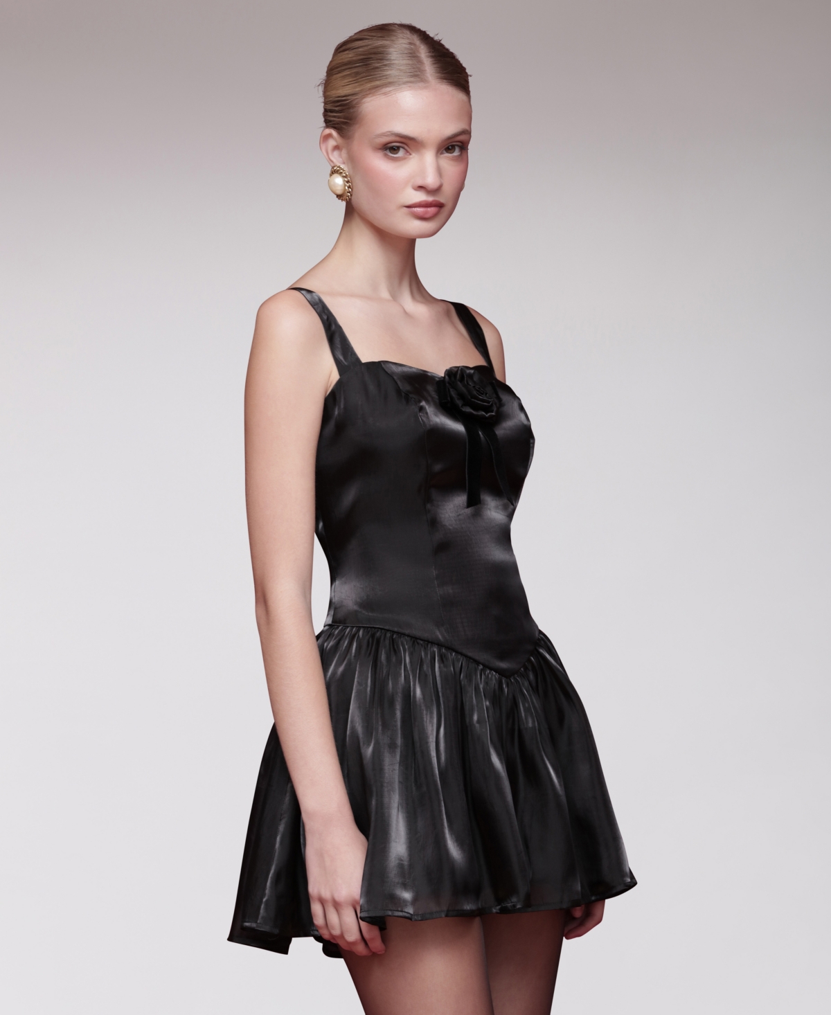 Avec Les Filles Women's Drop Waist Sleeveless Mini Dress