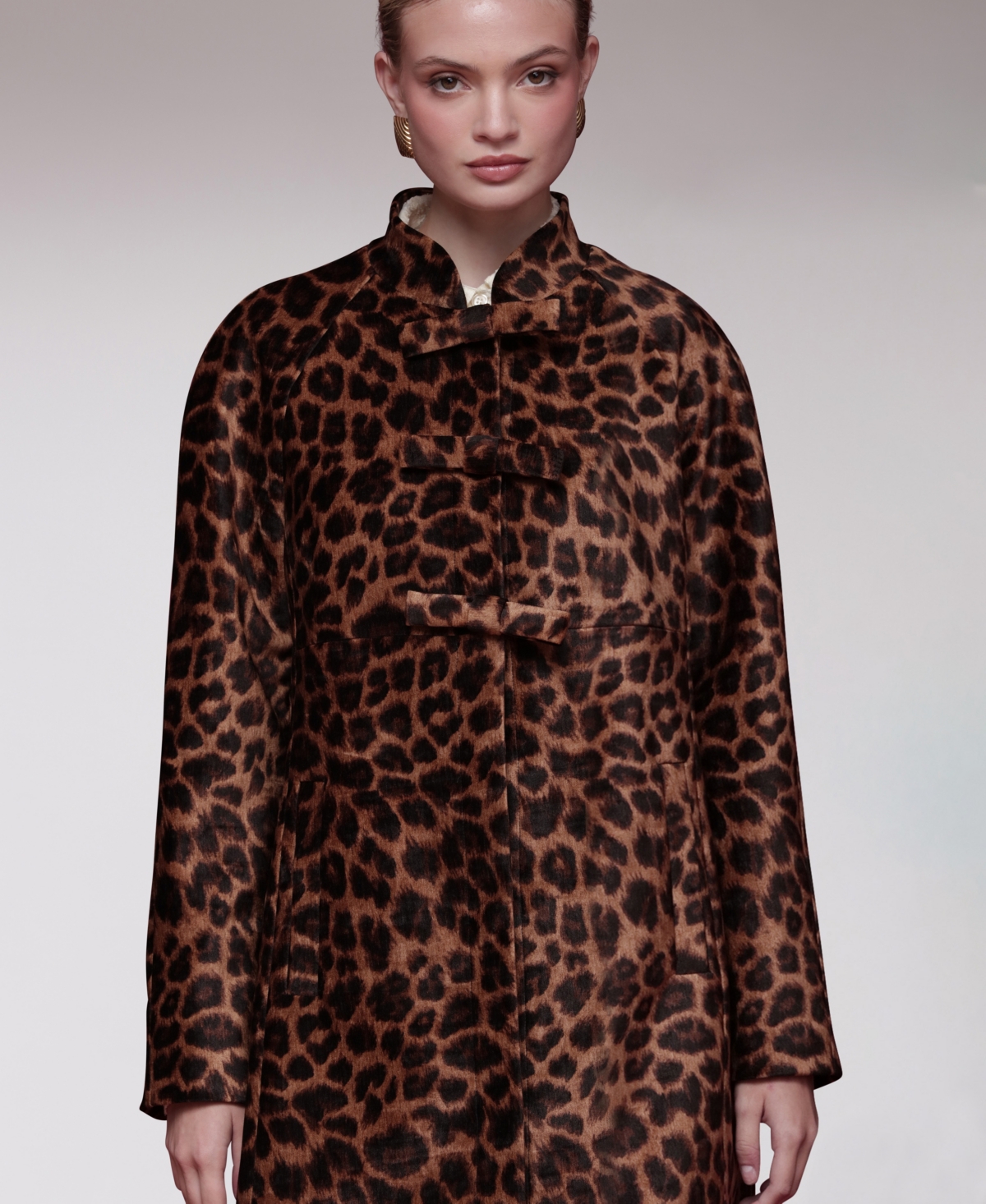 Avec Les Filles Women's Printed A-line Empire Waist Jacket In Burgundy