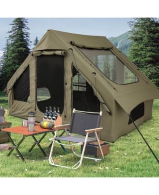 4-6 People Inflatable Tent with 4 Mesh Screen Windows 2 Doors Skylight Carrying Bag