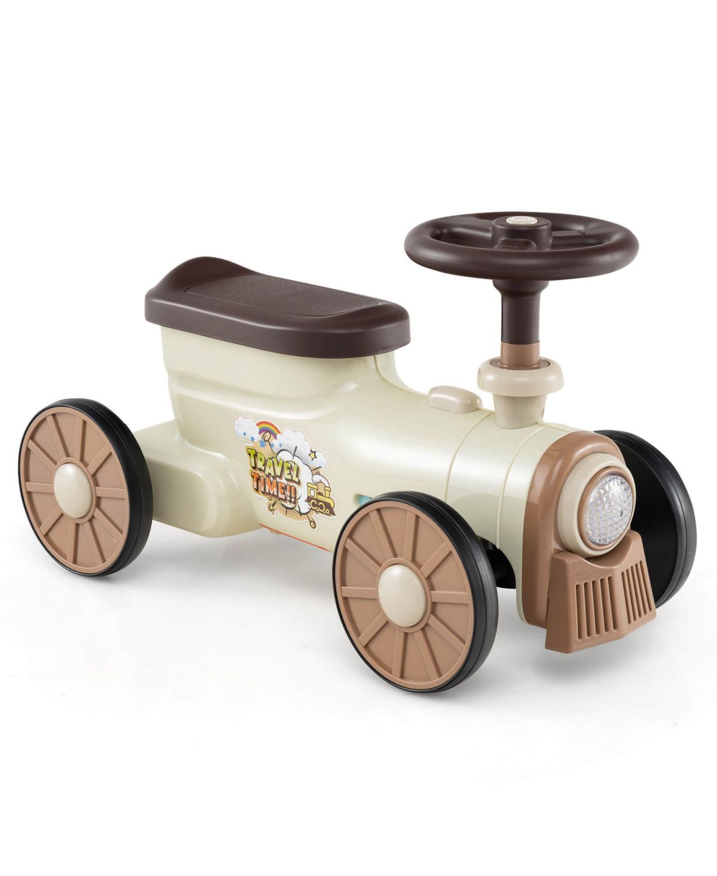 Детская игрушка Costway Ride-On Push Car with Storage Compartment, 33 lbs, Ages 19-36 Months, цвет: Коричневый — фото 1