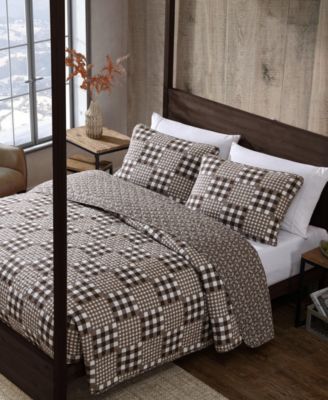 Gingham Patchwork Cotton Reversible 2-Pc. Quilt Set, Twin