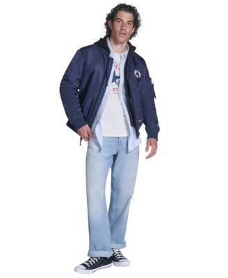 Men's Hooded Bib Varsity Bomber Jacket
