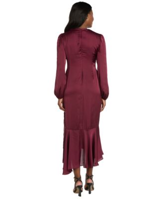 Women's Long-Sleeve Faux Wrap Dress