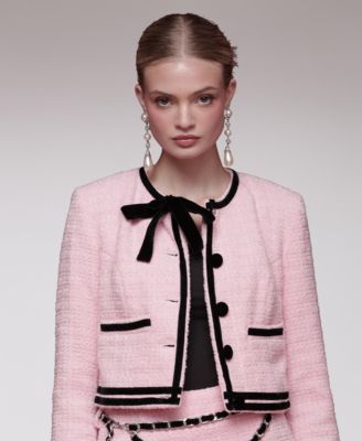 Women's Long-Sleeve Tweed Bow Jacket