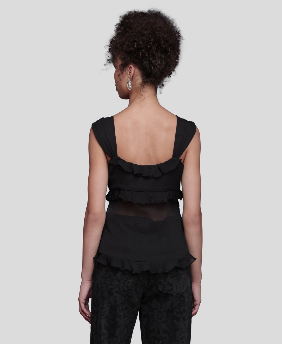 Avec Les Filles Women's Bow Detail Ruffle Top