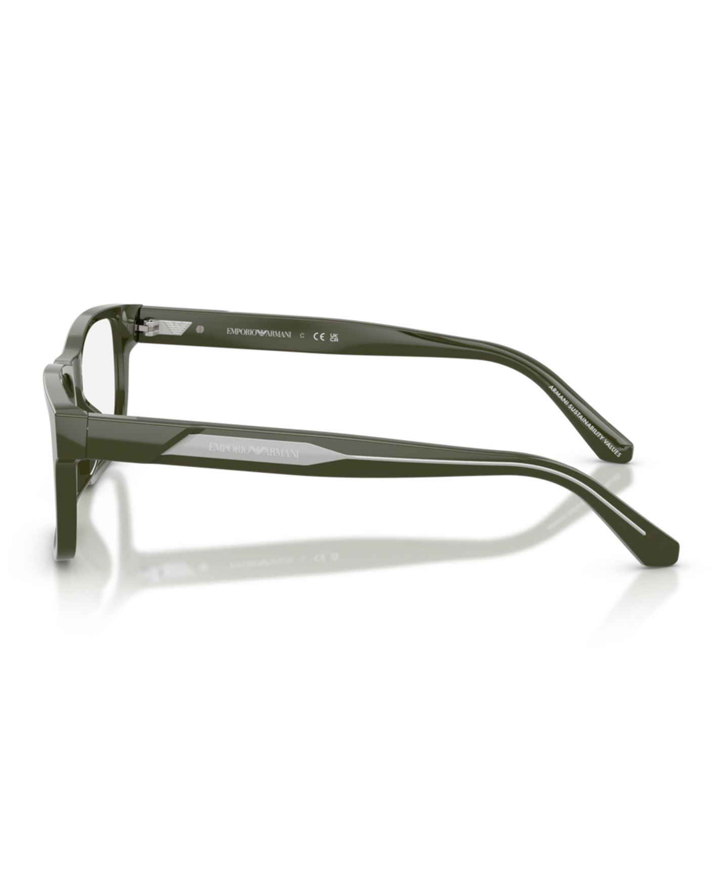 Мужские очки Emporio Armani Man Rectangle Plastic EA3265U Eyeglasses, цвет: Блестящий зелёный — фото 4