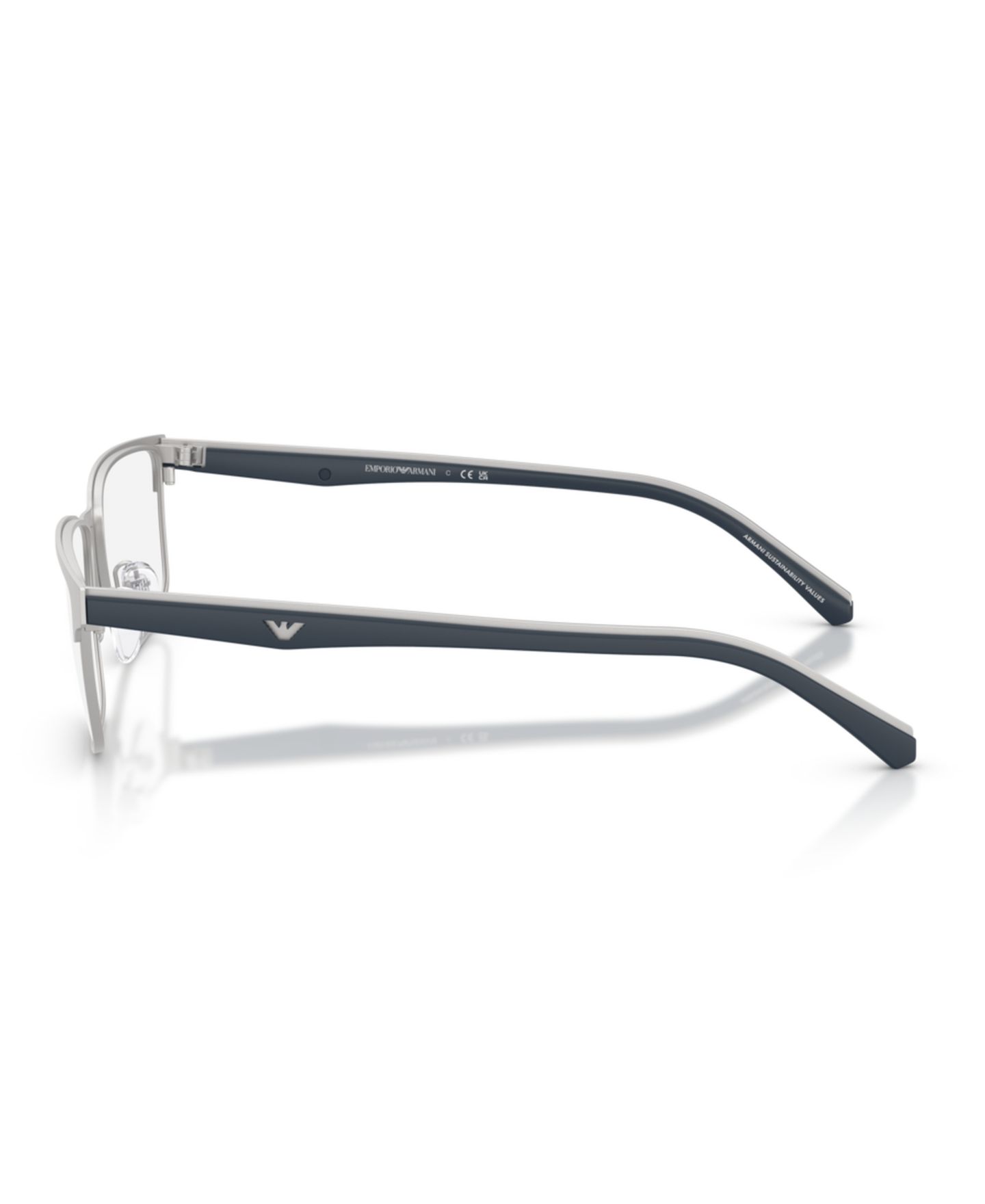 Мужские очки Emporio Armani Man Rectangle Metal EA1175 Eyeglasses, цвет: Матовый серебряный — фото 4
