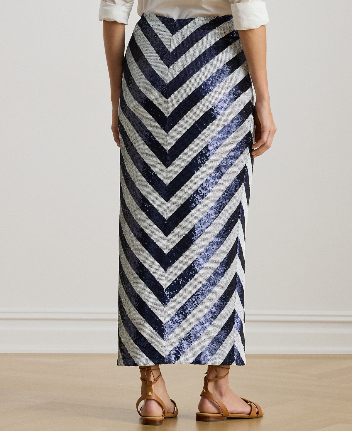 Lauren Ralph Petite Sequin Stripe Pencil Skirt