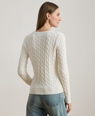 Petite Embroidered-Crest Crew Neck Sweater