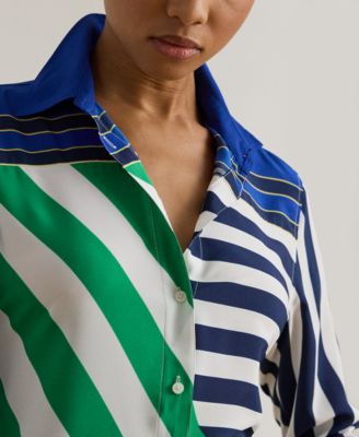 Women's Petite Long-Sleeve Striped Shirt