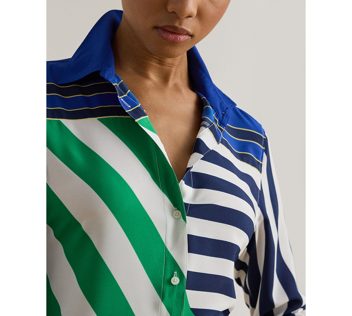 Ralph Lauren Petite Long-sleeve Striped Shirt In Multi