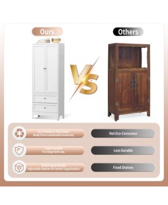 72" Pantry Cabinet with 2 Drawers, Freestanding Storage with Adjustable Shelves for Kitchen, Pantry, Dining