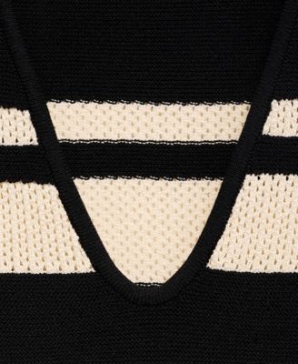 Women's Stripes Knitted V-Neck Top