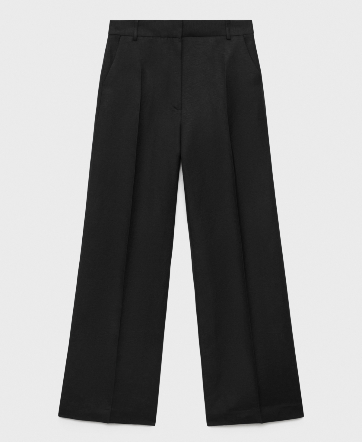 Mango Straight Leg Linen Blend Pants In Black