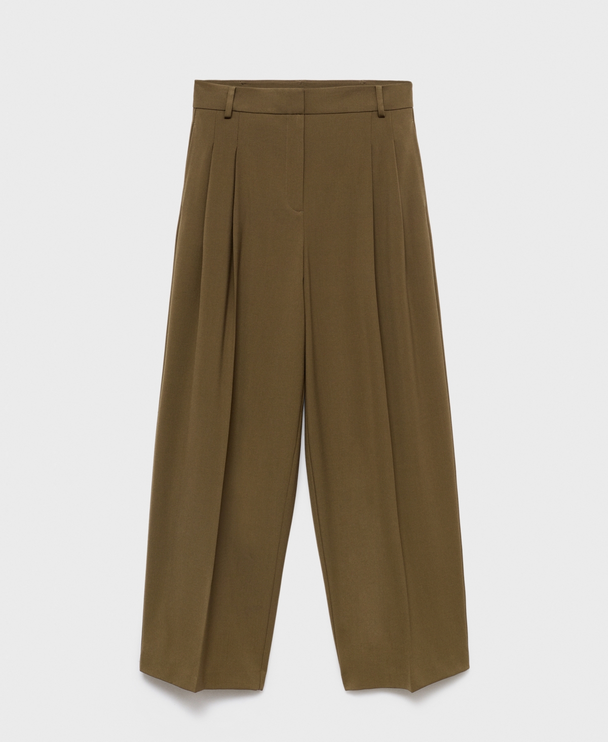 Mango Women's Wide-leg Mid-rise Pleated Pants In Brown