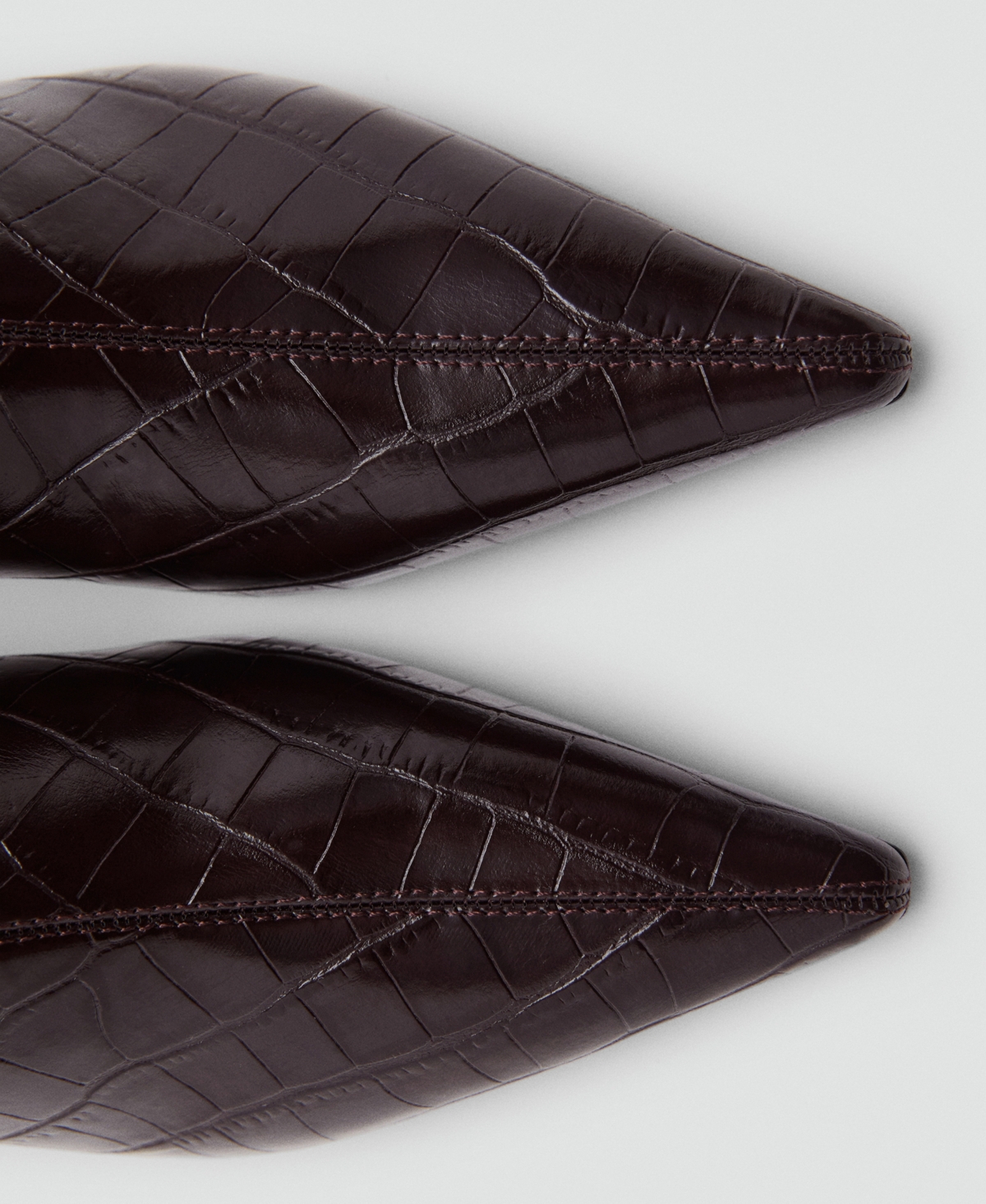 Mango Women's Croc-effect Pointed-toe Ankle Boots In Brown