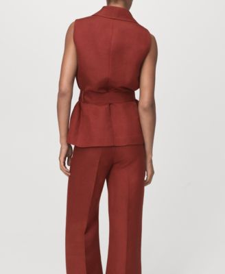 Women's Belted Linen Suit Vest