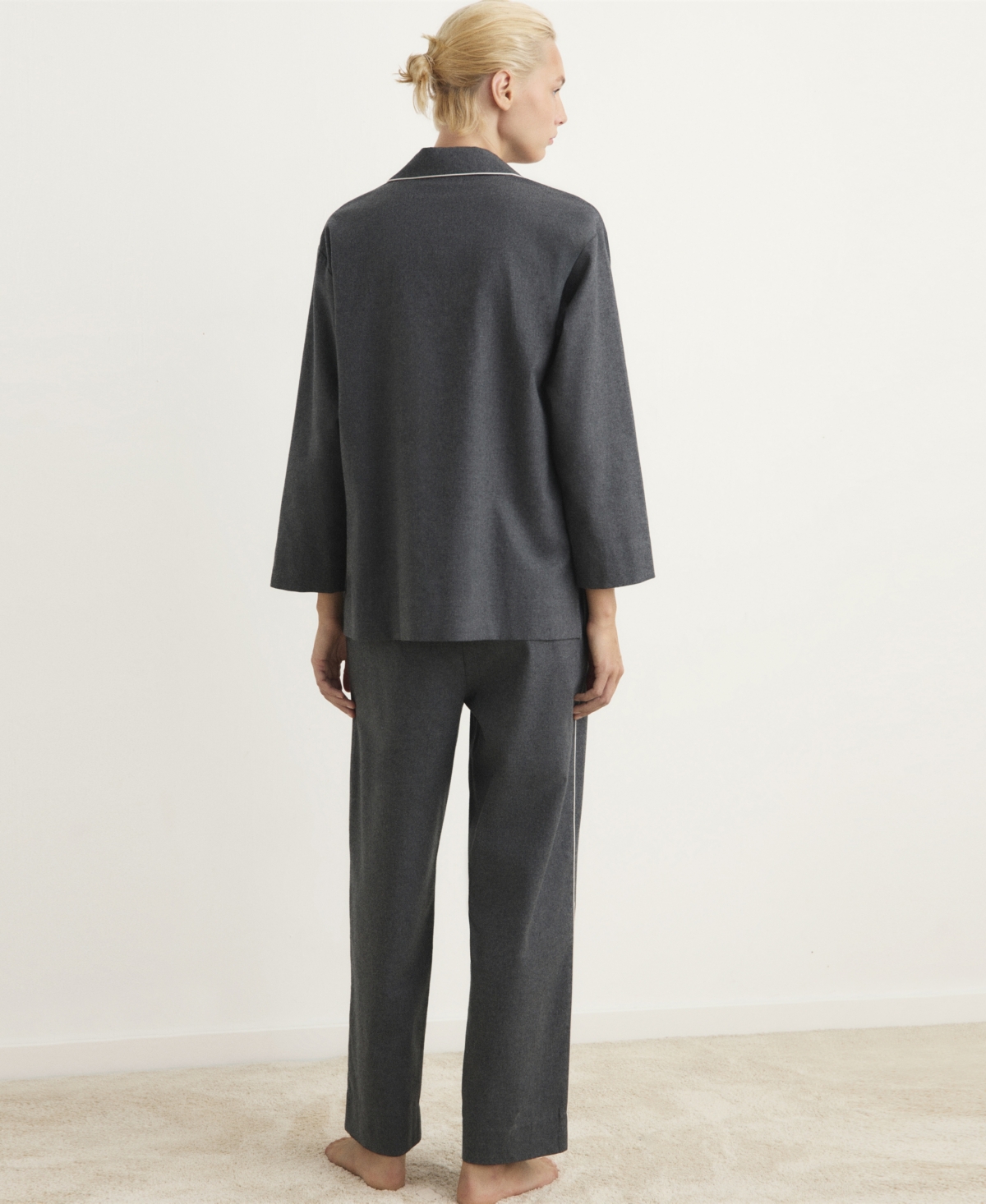 Mango Women's Contrast Piping Cotton Flannel Pants