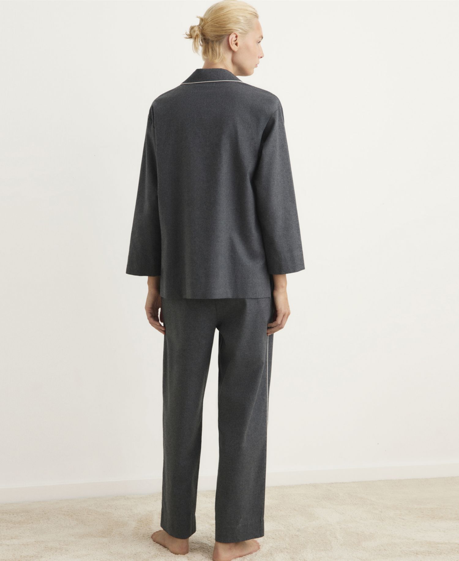 Women's Contrast Piping Cotton Flannel Pants