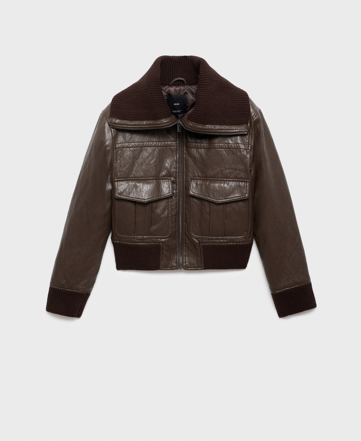 Mango Women's Leather-Effect Roll-Neck Jacket