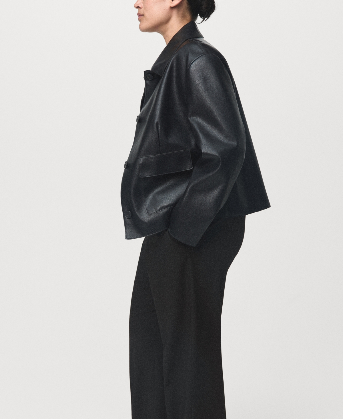 Mango Crop Straight Leg Pants In Black