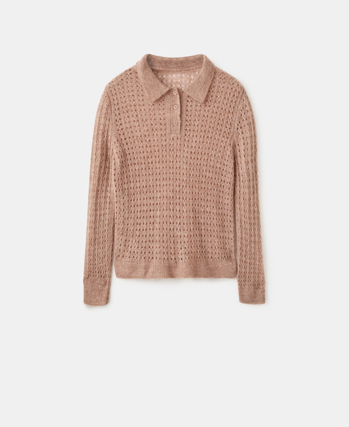 Mango Women's Openwork Knitted Polo-Neck Sweater