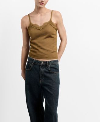 MANGO - Women's Wool-Blend Lace Top