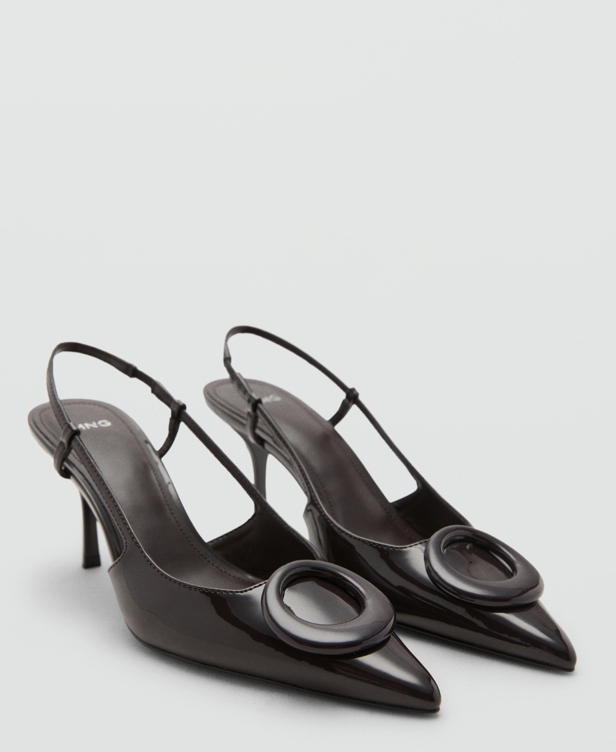 Mango Women's Patent Leather Ring Detail High-Heeled Shoes