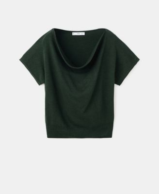 Women's Draped Neckline Short-Sleeved Top