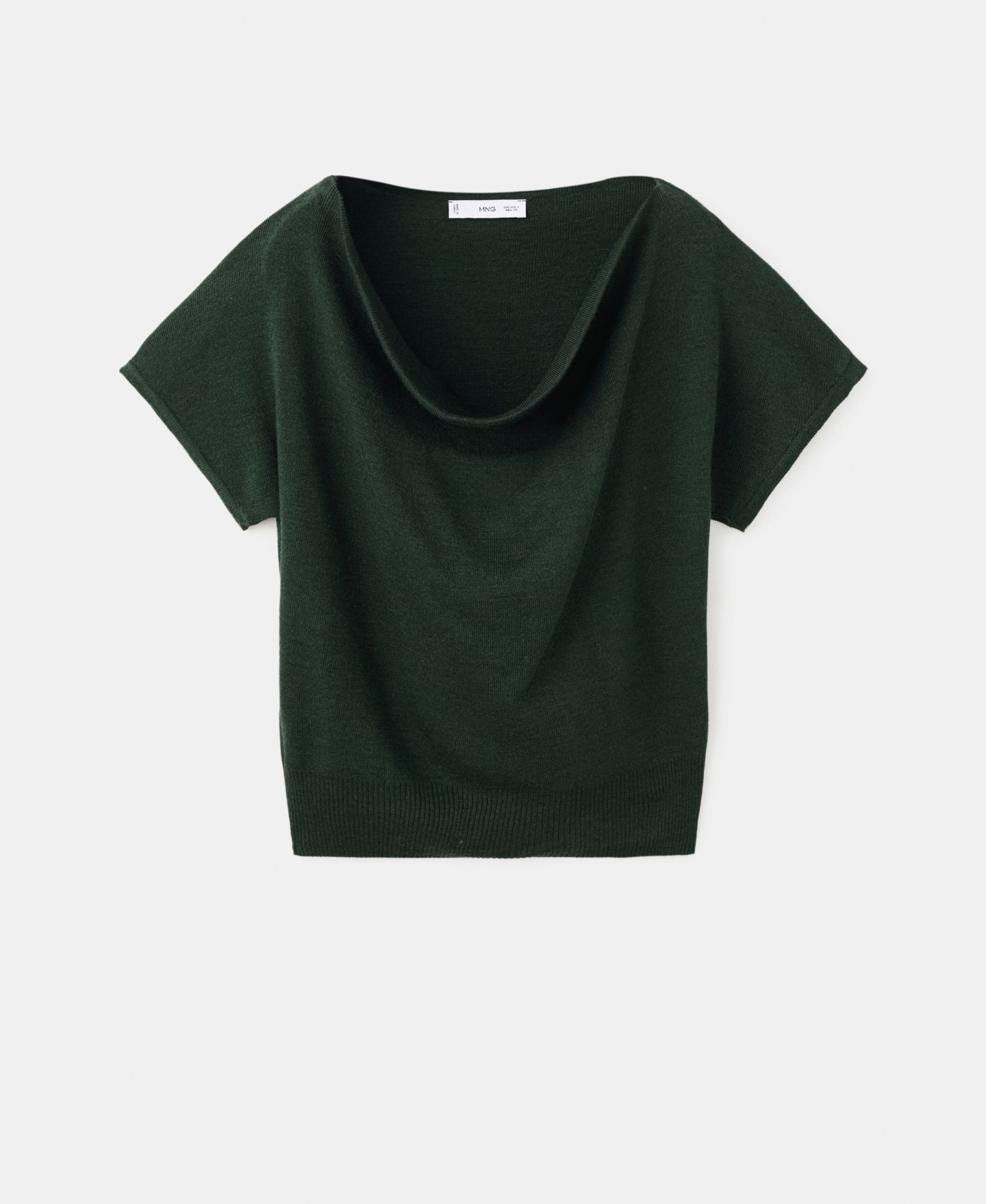 Женский топ Mango Draped Neckline Short-Sleeved, цвет: Тёмный зелёный — фото 4