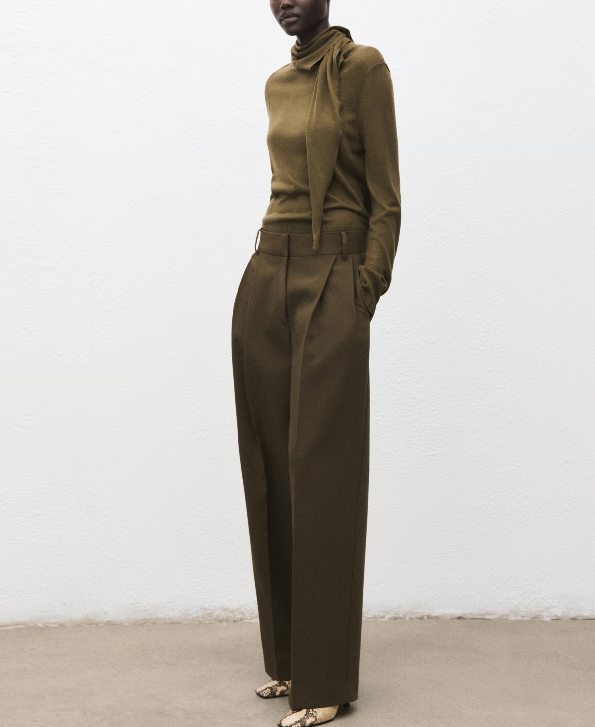 Mango Women's Knot Turtleneck Sweater In Green