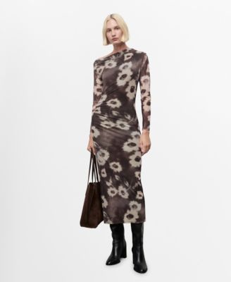 MANGO - Women's Asymmetrical Floral Print Dress