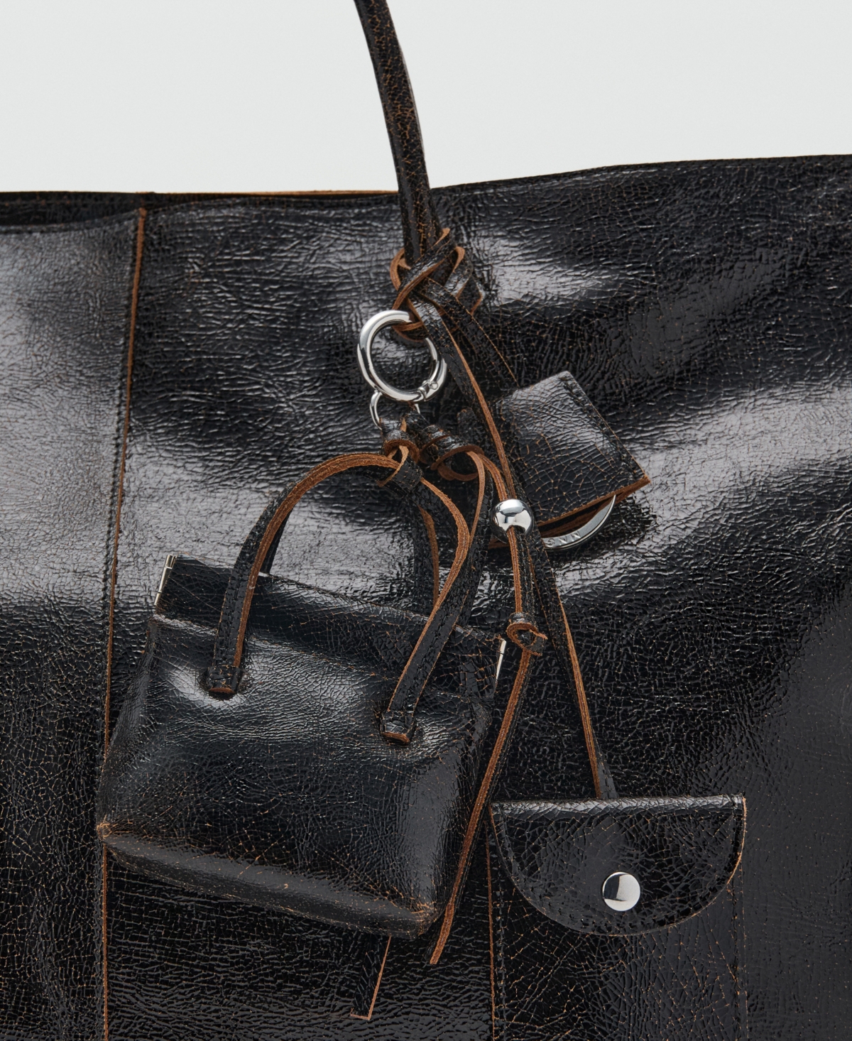 Mango Women's Charms Maxi Shopper Leather Bag