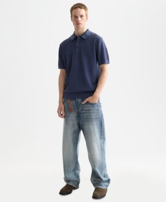 Men's Structured Knitted Regular-Fit Polo Shirt