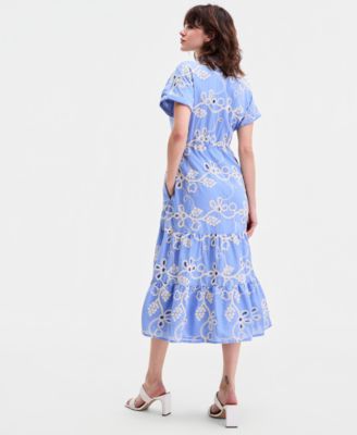 Sam Edelman Women's Rope-Embroidered Eyelet Dress - Macy's