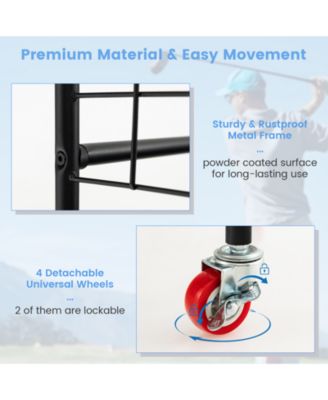 Double Golf Bag Rack with Removable Golf Club Stand and Wheels