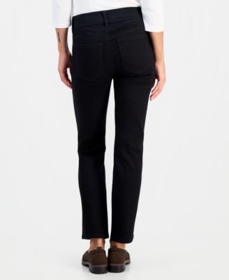 Petite High-Rise Pull-On Straight-Leg Jeans