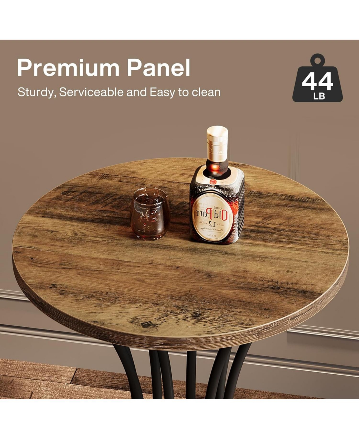 Tribesigns Round Bar Table with Curved Metal Base, 37.4" H