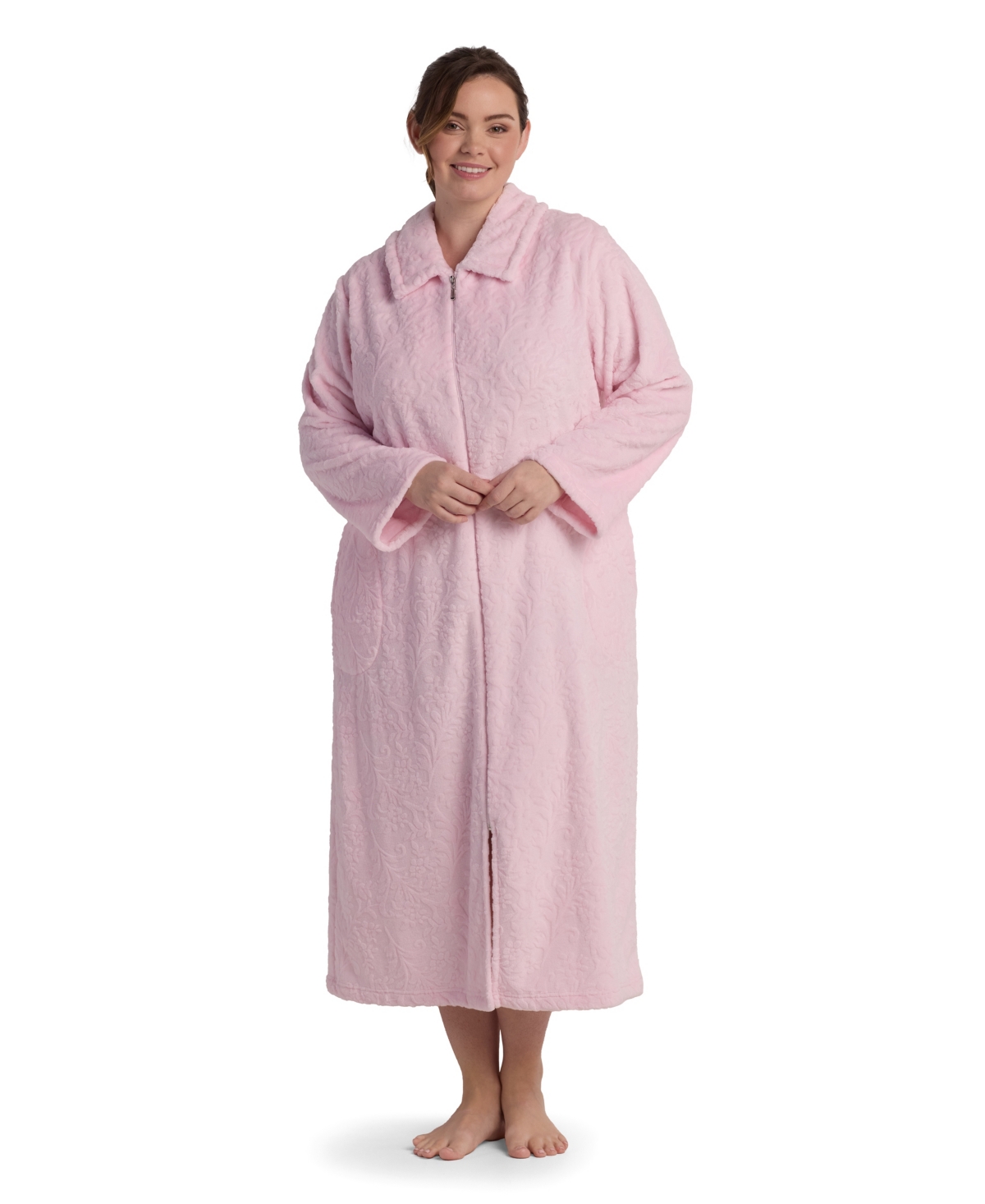 Miss Elaine Women's Long-sleeve Solid Robe In Pink