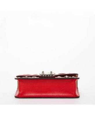 Small Leather Crossbody Bag Studded Purse Top Handle Structured Handbag