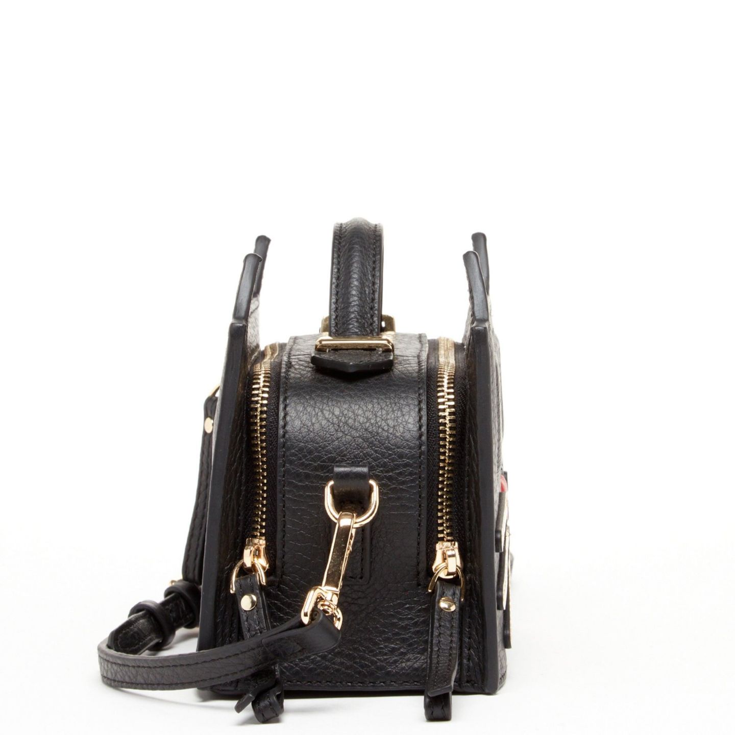 Женская сумка SUSU 's Pebble Leather Cat Crossbody Bag Cute Top Handle Purse Small Shoulder Handbag, цвет: Чёрный — фото 3