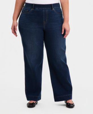 Plus Size Pull-On Shaping High-Rise Wide-Leg Jeans, Macy's Exclusive