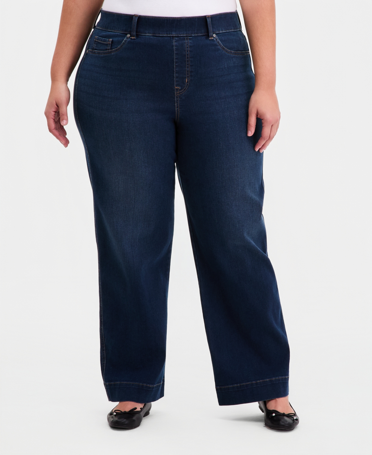 Style & Co Plus Pull-On Shaping High-Rise Wide-Leg Jeans, Macy's Exclusive
