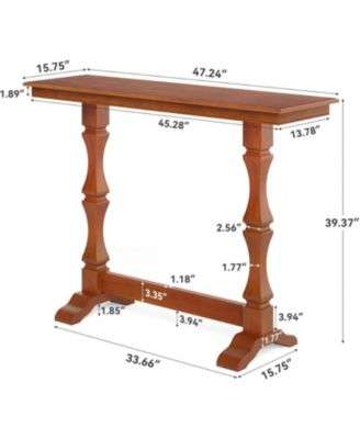Bar Height Table, Small Pub Table with Solid Wood Base, Mocha Brown