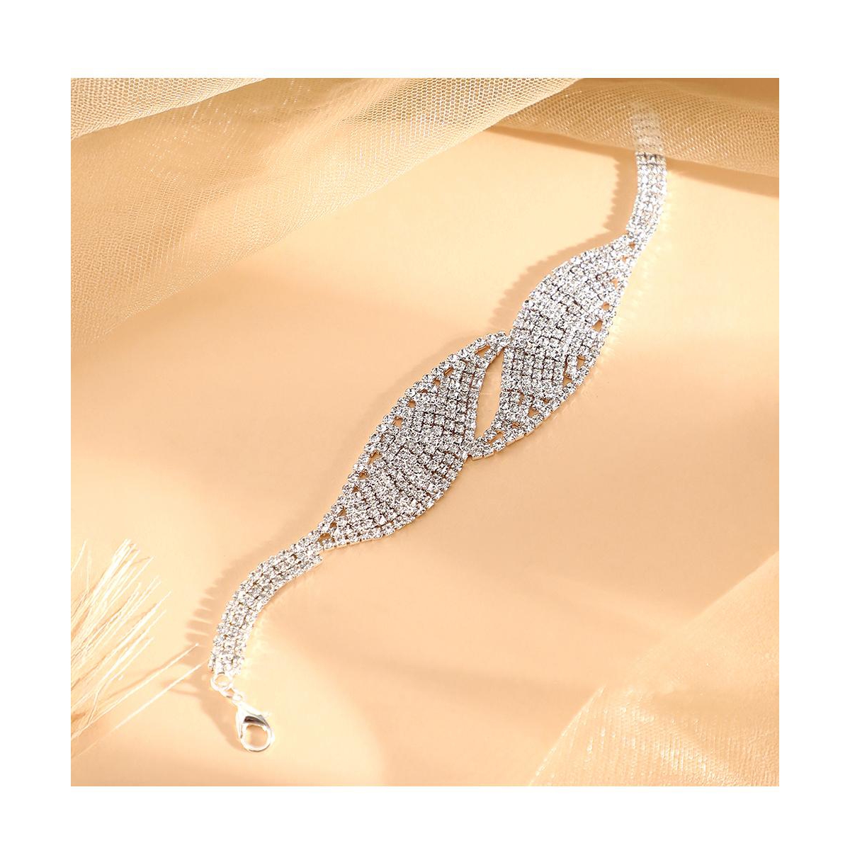 Women's The Swirl-Bling Statement Bracelet - Crystal Silver