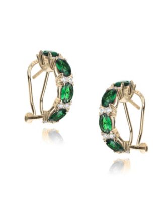 Dazzling Sterling Silver 14K Gold Plated with Colored Cubic Zirconia Half Hoop Earrings for Women