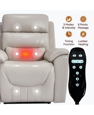 Single Piece Faux Leather Dual Motor Infinite Position Power Lift 8-Point Vibration Massage Lumbar Heating Recliner Chair