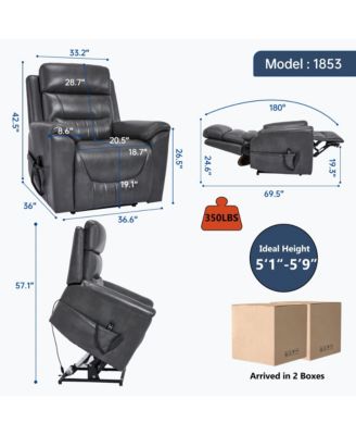 Single Piece Faux Leather Dual Motor Infinite Position Power Lift 8-Point Vibration Massage Lumbar Heating Recliner Chair