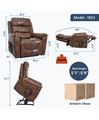 Single Piece Faux Leather Dual Motor Infinite Position Power Lift 8-Point Vibration Massage Lumbar Heating Recliner Chair